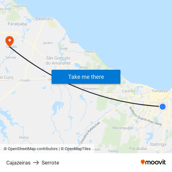 Cajazeiras to Serrote map