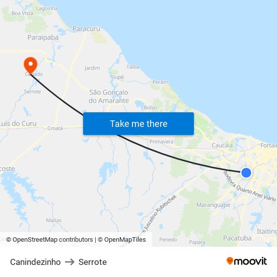 Canindezinho to Serrote map