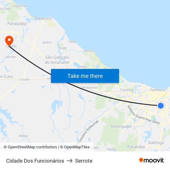 Cidade Dos Funcionários to Serrote map