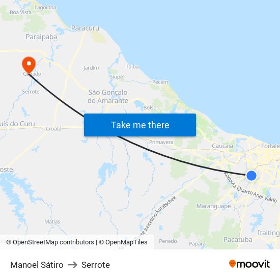 Manoel Sátiro to Serrote map