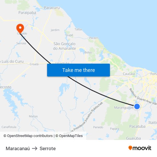 Maracanaú to Serrote map