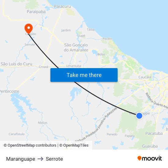 Maranguape to Serrote map