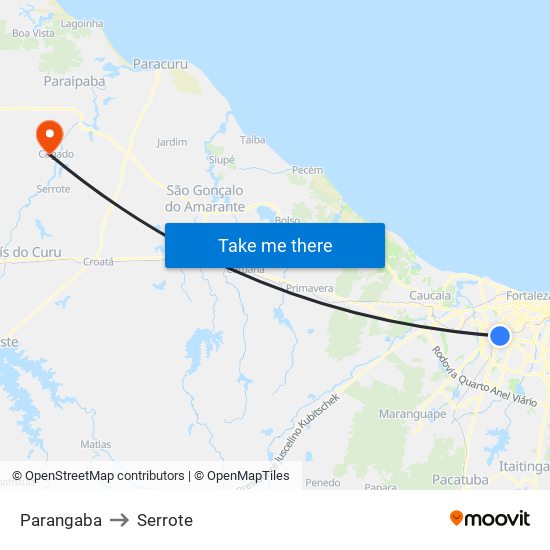 Parangaba to Serrote map