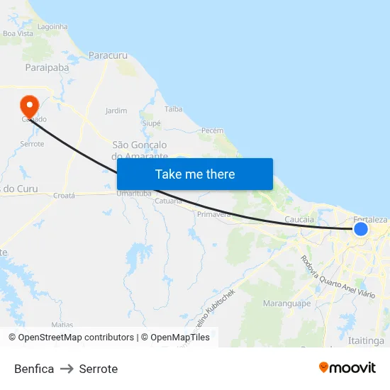 Benfica to Serrote map