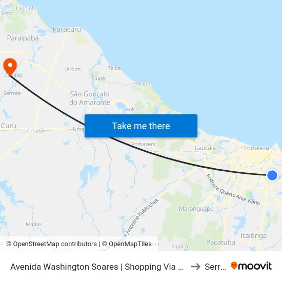 Avenida Washington Soares | Shopping Via Sul - Sapiranga to Serrote map