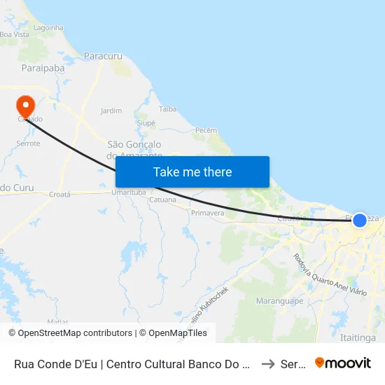 Rua Conde D'Eu | Centro Cultural Banco Do Nordeste - Centro to Serrote map