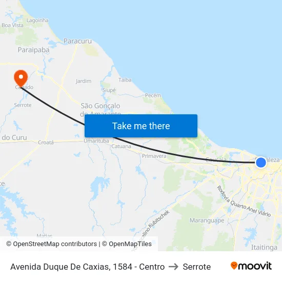 Avenida Duque De Caxias, 1584 - Centro to Serrote map