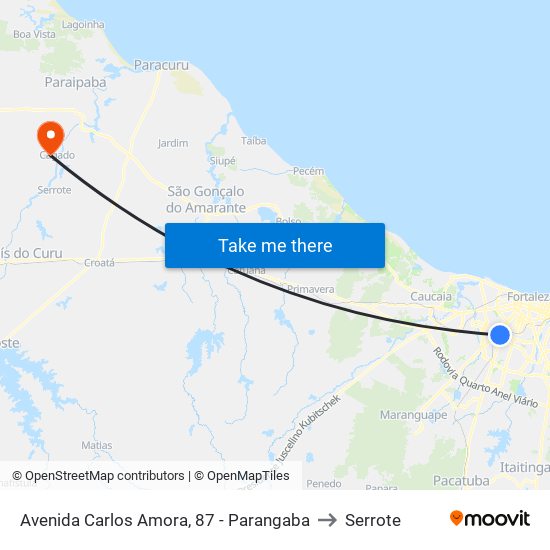 Avenida Carlos Amora, 87 - Parangaba to Serrote map
