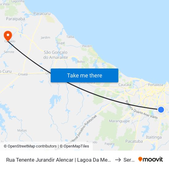 Rua Tenente Jurandir Alencar | Lagoa Da Messejana - Messejana to Serrote map