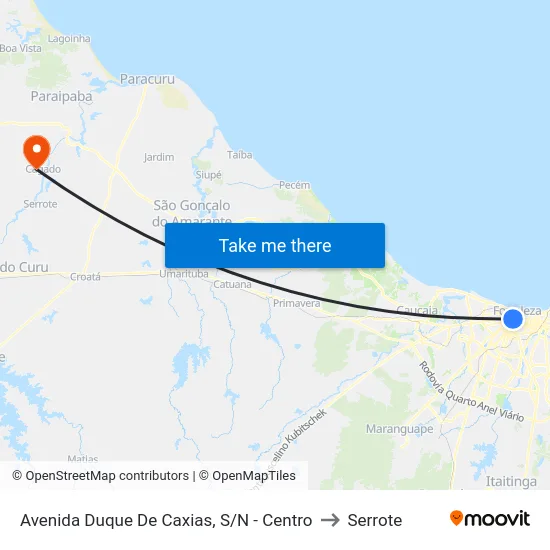 Avenida Duque De Caxias, S/N - Centro to Serrote map