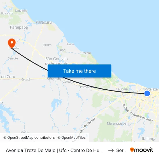 Avenida Treze De Maio | Ufc - Centro De Humanidades - Benfica to Serrote map