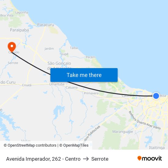 Avenida Imperador, 262 - Centro to Serrote map