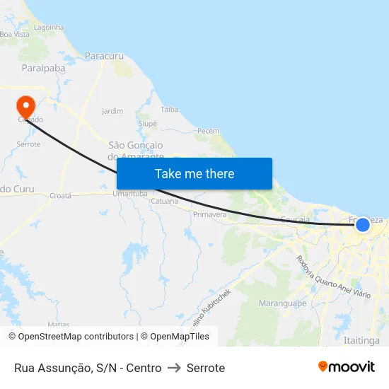 Rua Assunção, S/N - Centro to Serrote map