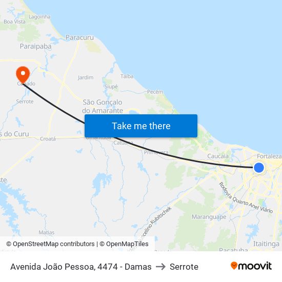 Avenida João Pessoa, 4474 - Damas to Serrote map