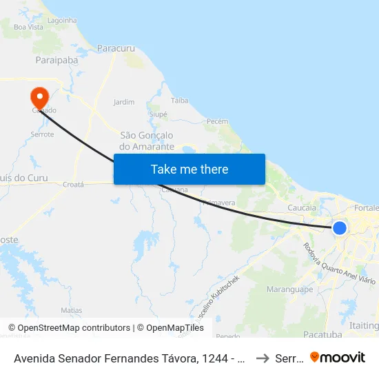 Avenida Senador Fernandes Távora, 1244 - Henrique Jorge to Serrote map