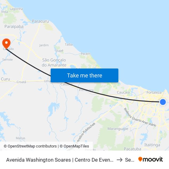 Avenida Washington Soares | Centro De Eventos Do Ceará - Edson Queiroz to Serrote map