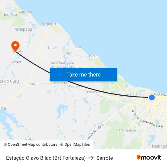 Estação Olavo Bilac (Brt Fortaleza) to Serrote map