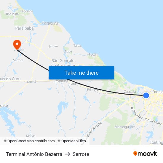 Terminal Antônio Bezerra to Serrote map