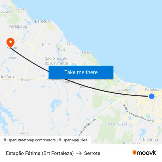 Estação Fátima (Brt Fortaleza) to Serrote map