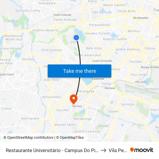 Restaurante Universitário - Campus Do Pici to Vila Pery map