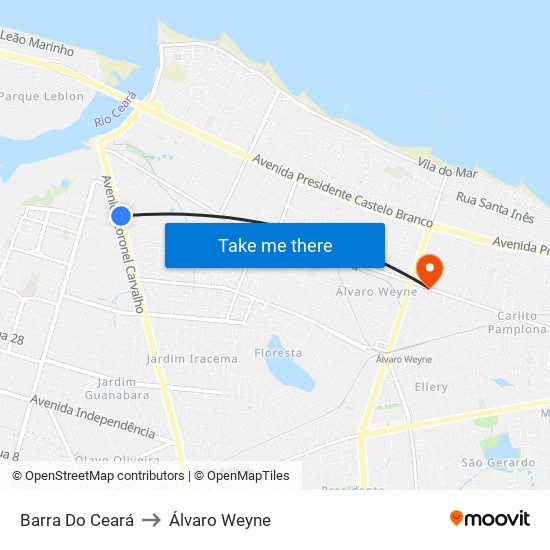 Barra Do Ceará to Álvaro Weyne map