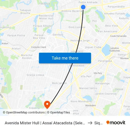 Avenida Mister Hull | Assaí Atacadista (Seletivo) - Padre Andrade to Siqueira map