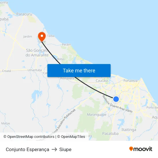 Conjunto Esperança to Siupe map