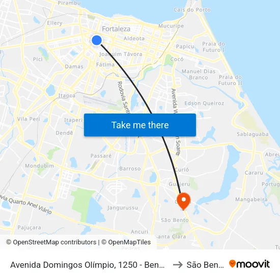 Avenida Domingos Olímpio, 1250 - Benfica to São Bento map
