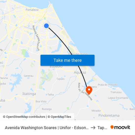 Avenida Washington Soares | Unifor - Edson Queiroz to Tapera map