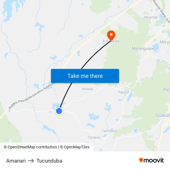 Amanari to Tucunduba map