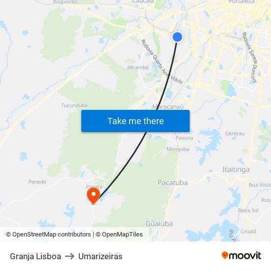 Granja Lisboa to Umarizeiras map