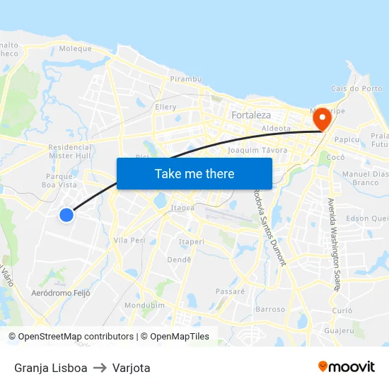 Granja Lisboa to Varjota map