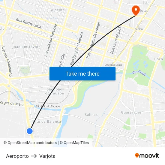 Aeroporto to Varjota map
