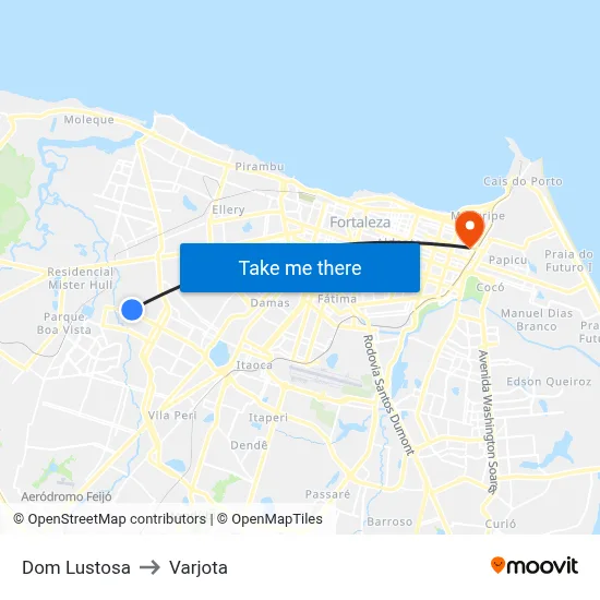 Dom Lustosa to Varjota map