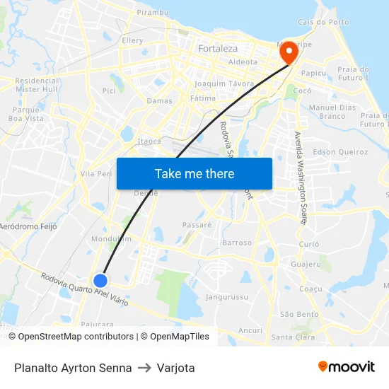 Planalto Ayrton Senna to Varjota map