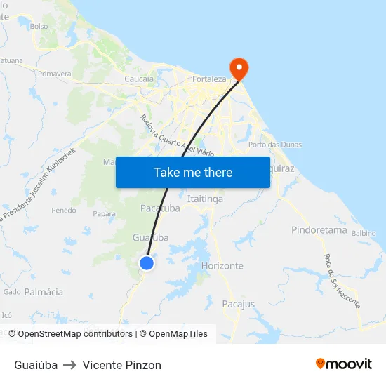 Guaiúba to Vicente Pinzon map