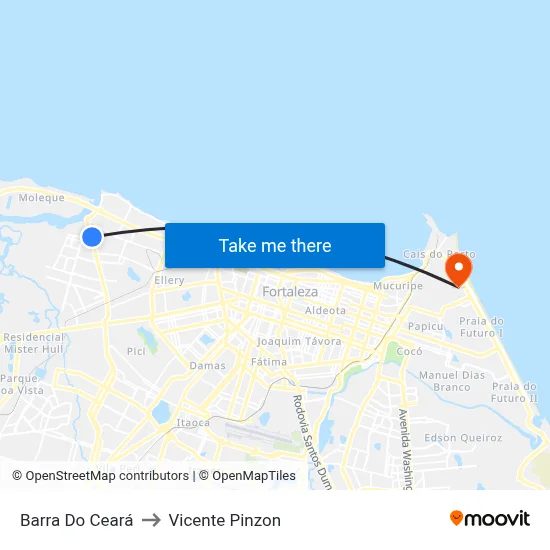 Barra Do Ceará to Vicente Pinzon map