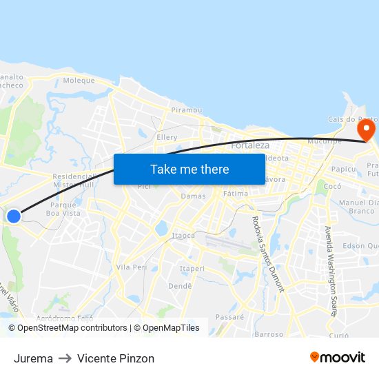 Jurema to Vicente Pinzon map