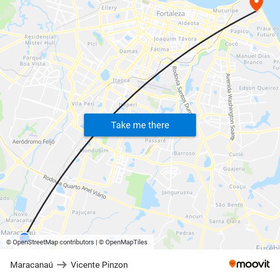 Maracanaú to Vicente Pinzon map