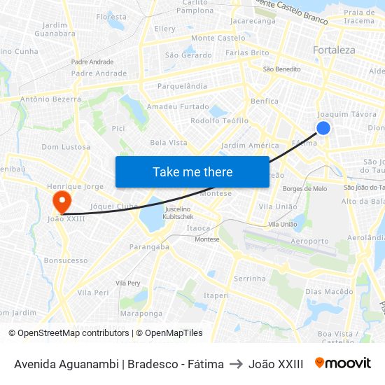 Avenida Aguanambi | Bradesco - Fátima to João XXIII map