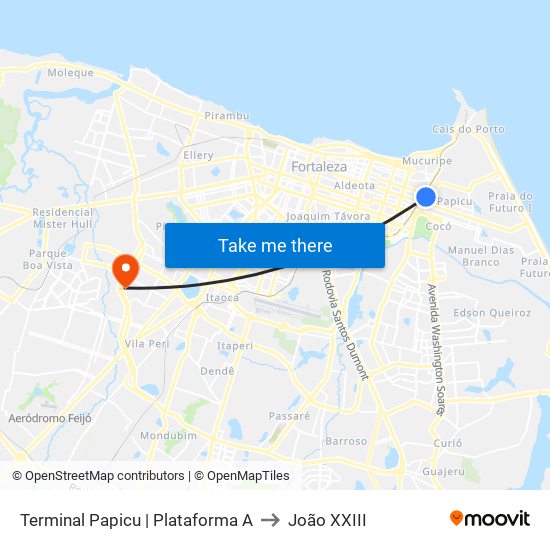 Terminal Papicu | Plataforma A to João XXIII map