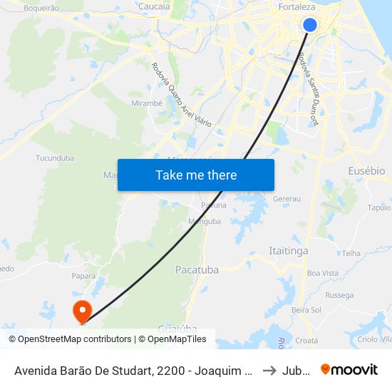 Avenida Barão De Studart, 2200 - Joaquim Távora to Jubaia map