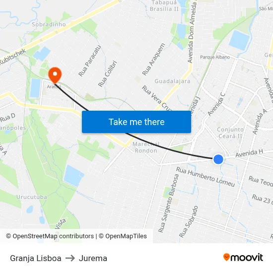 Granja Lisboa to Jurema map
