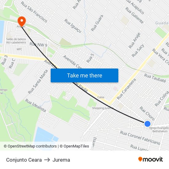 Conjunto Ceara to Jurema map