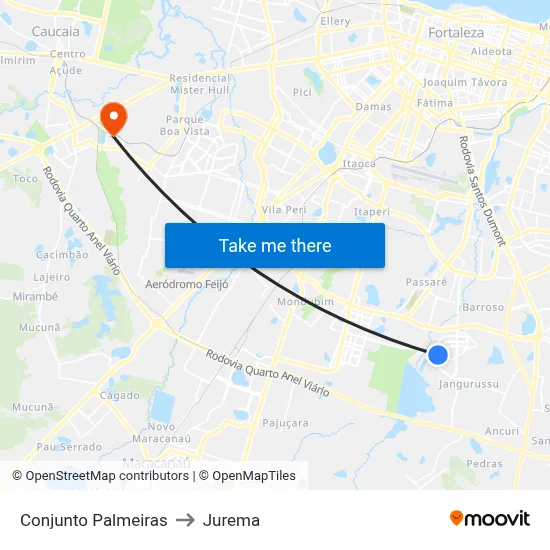 Conjunto Palmeiras to Jurema map