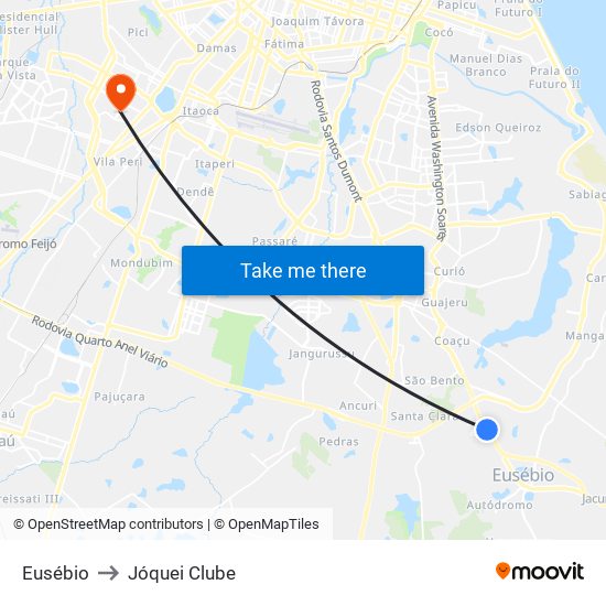 Eusébio to Jóquei Clube map