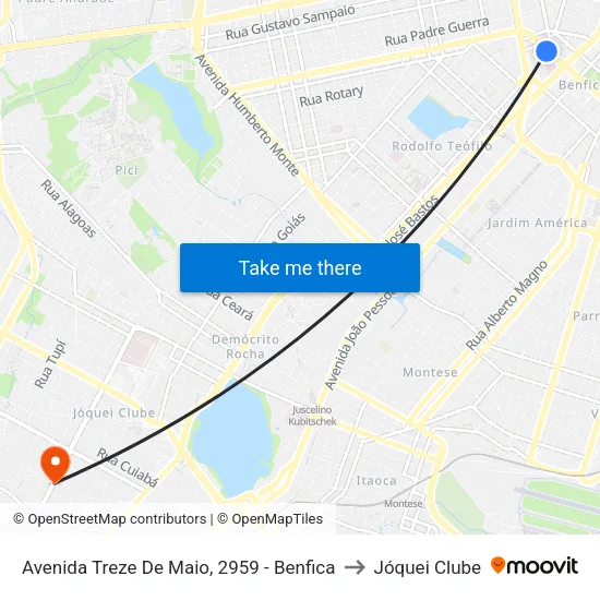 Avenida Treze De Maio, 2959 - Benfica to Jóquei Clube map