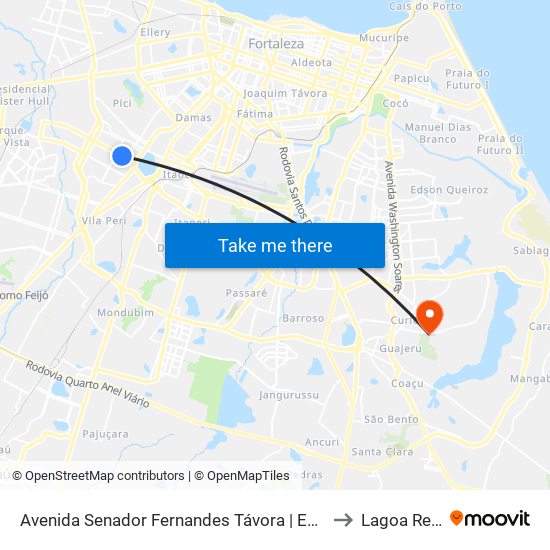 Avenida Senador Fernandes Távora | Estácio - Jóquei Clube to Lagoa Redonda map