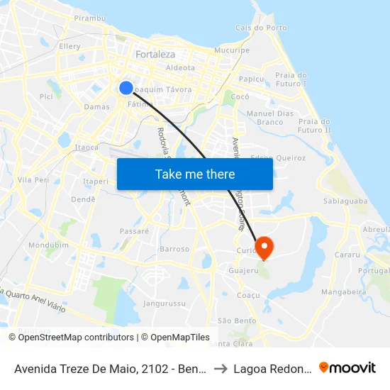 Avenida Treze De Maio, 2102 - Benfica to Lagoa Redonda map