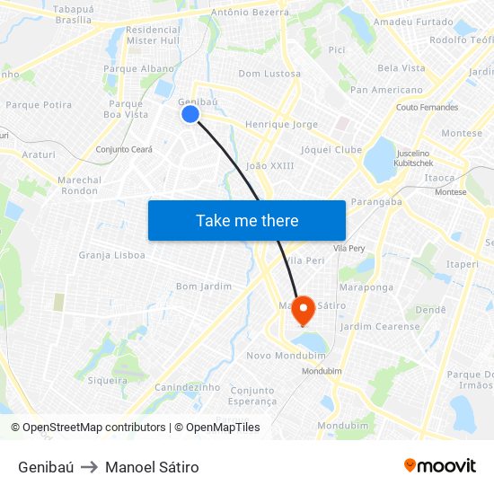 Genibaú to Manoel Sátiro map